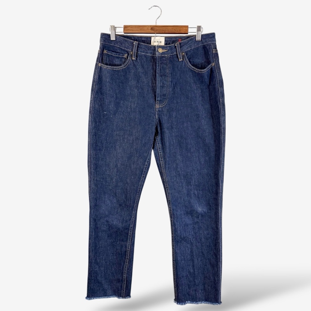Sezane Dark Blue Brut Cropped Ankle Jeans